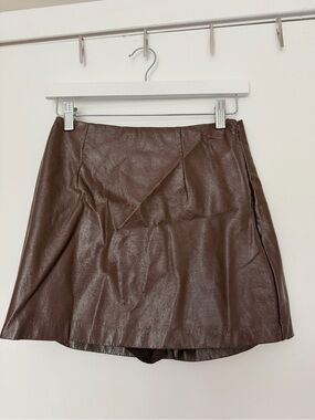 Abercrombie & Fitch Brown Faux Leather Mini Skirt